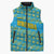 Rwanda Christmas Sleeveless Puffer Jacket with Blue-Yellow Pattern, Festive Geometric Motifs, and Bold Typography - Wonder Print Shop