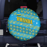 Rwanda Christmas Spare Tire Cover with Blue-Yellow Pattern, Festive Geometric Motifs, and Bold Typography - Wonder Print Shop
