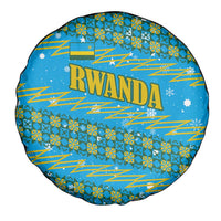 Rwanda Christmas Spare Tire Cover with Blue-Yellow Pattern, Festive Geometric Motifs, and Bold Typography - Wonder Print Shop