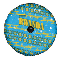Rwanda Christmas Spare Tire Cover with Blue-Yellow Pattern, Festive Geometric Motifs, and Bold Typography - Wonder Print Shop