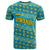 Rwanda Christmas T Shirt with Blue-Yellow Pattern, Festive Geometric Motifs, and Bold Typography - Wonder Print Shop