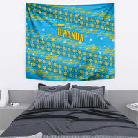 Rwanda Christmas Tapestry with Blue-Yellow Pattern, Festive Geometric Motifs, and Bold Typography - Wonder Print Shop
