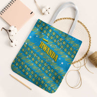 Rwanda Christmas Tote Bag with Blue-Yellow Pattern, Festive Geometric Motifs, and Bold Typography - Wonder Print Shop