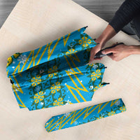 Rwanda Christmas Umbrella with Blue-Yellow Pattern, Festive Geometric Motifs, and Bold Typography - Wonder Print Shop