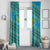 Rwanda Christmas Window Curtain with Blue-Yellow Pattern, Festive Geometric Motifs, and Bold Typography - Wonder Print Shop