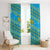 Rwanda Christmas Window Curtain with Blue-Yellow Pattern, Festive Geometric Motifs, and Bold Typography - Wonder Print Shop