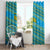 Rwanda Christmas Window Curtain with Blue-Yellow Pattern, Festive Geometric Motifs, and Bold Typography - Wonder Print Shop