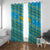 Rwanda Christmas Window Curtain with Blue-Yellow Pattern, Festive Geometric Motifs, and Bold Typography - Wonder Print Shop