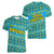 Rwanda Christmas Women V-Neck T-Shirt with Blue-Yellow Pattern, Festive Geometric Motifs, and Bold Typography - Wonder Print Shop