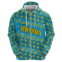 Rwanda Christmas Zip Hoodie with Blue-Yellow Pattern, Festive Geometric Motifs, and Bold Typography - Wonder Print Shop