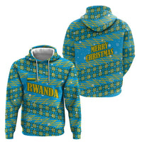 Rwanda Christmas Zip Hoodie with Blue-Yellow Pattern, Festive Geometric Motifs, and Bold Typography - Wonder Print Shop