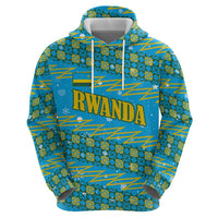 Rwanda Christmas Zip Hoodie with Blue-Yellow Pattern, Festive Geometric Motifs, and Bold Typography - Wonder Print Shop