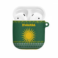 Rwanda Christmas AirPods Case with Green-Yellow Pattern, National Emblem, and Radiant Sun Motif - Wonder Print Shop