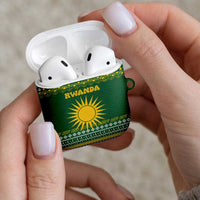 Rwanda Christmas AirPods Case with Green-Yellow Pattern, National Emblem, and Radiant Sun Motif - Wonder Print Shop