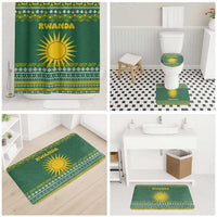 Rwanda Christmas Bathroom Set with Green-Yellow Pattern, National Emblem, and Radiant Sun Motif - Wonder Print Shop