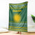 Rwanda Christmas Blanket with Green-Yellow Pattern, National Emblem, and Radiant Sun Motif - Wonder Print Shop