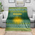 Rwanda Christmas Blanket with Green-Yellow Pattern, National Emblem, and Radiant Sun Motif - Wonder Print Shop