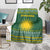 Rwanda Christmas Blanket with Green-Yellow Pattern, National Emblem, and Radiant Sun Motif - Wonder Print Shop