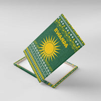 Rwanda Christmas Canvas Wall Art with Green-Yellow Pattern, National Emblem, and Radiant Sun Motif - Wonder Print Shop