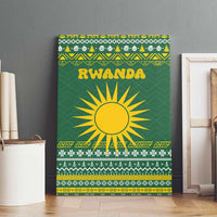 Rwanda Christmas Canvas Wall Art with Green-Yellow Pattern, National Emblem, and Radiant Sun Motif - Wonder Print Shop