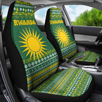 Rwanda Christmas Car Seat Cover with Green-Yellow Pattern, National Emblem, and Radiant Sun Motif - Wonder Print Shop