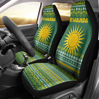 Rwanda Christmas Car Seat Cover with Green-Yellow Pattern, National Emblem, and Radiant Sun Motif - Wonder Print Shop