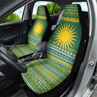 Rwanda Christmas Car Seat Cover with Green-Yellow Pattern, National Emblem, and Radiant Sun Motif - Wonder Print Shop
