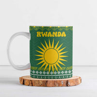 Rwanda Christmas Ceramic Mug with Green-Yellow Pattern, National Emblem, and Radiant Sun Motif - Wonder Print Shop