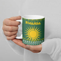 Rwanda Christmas Ceramic Mug with Green-Yellow Pattern, National Emblem, and Radiant Sun Motif - Wonder Print Shop