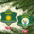 Rwanda Christmas Ceramic Ornament with Green-Yellow Pattern, National Emblem, and Radiant Sun Motif - Wonder Print Shop