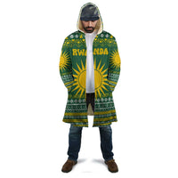 Rwanda Christmas Cloak with Green-Yellow Pattern, National Emblem, and Radiant Sun Motif - Wonder Print Shop