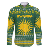 Rwanda Christmas Family Matching Puletasi and Hawaiian Shirt with Green-Yellow Pattern, National Emblem, and Radiant Sun Motif - Wonder Print Shop