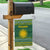 Rwanda Christmas Garden Flag with Green-Yellow Pattern, National Emblem, and Radiant Sun Motif - Wonder Print Shop
