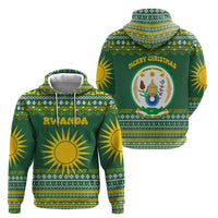 Rwanda Christmas Hoodie with Green-Yellow Pattern, National Emblem, and Radiant Sun Motif - Wonder Print Shop