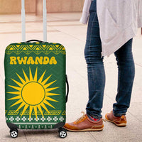 Rwanda Christmas Luggage Cover with Green-Yellow Pattern, National Emblem, and Radiant Sun Motif - Wonder Print Shop