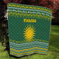 Rwanda Christmas Quilt with Green-Yellow Pattern, National Emblem, and Radiant Sun Motif - Wonder Print Shop