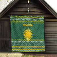 Rwanda Christmas Quilt with Green-Yellow Pattern, National Emblem, and Radiant Sun Motif - Wonder Print Shop
