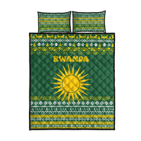 Rwanda Christmas Quilt Bed Set with Green-Yellow Pattern, National Emblem, and Radiant Sun Motif - Wonder Print Shop