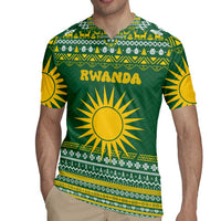 Rwanda Christmas Rugby Jersey with Green-Yellow Pattern, National Emblem, and Radiant Sun Motif - Wonder Print Shop