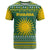 Rwanda Christmas T Shirt with Green-Yellow Pattern, National Emblem, and Radiant Sun Motif - Wonder Print Shop