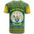 Rwanda Christmas T Shirt with Green-Yellow Pattern, National Emblem, and Radiant Sun Motif - Wonder Print Shop