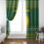 Rwanda Christmas Window Curtain with Green-Yellow Pattern, National Emblem, and Radiant Sun Motif - Wonder Print Shop