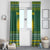 Rwanda Christmas Window Curtain with Green-Yellow Pattern, National Emblem, and Radiant Sun Motif - Wonder Print Shop