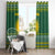 Rwanda Christmas Window Curtain with Green-Yellow Pattern, National Emblem, and Radiant Sun Motif - Wonder Print Shop