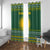 Rwanda Christmas Window Curtain with Green-Yellow Pattern, National Emblem, and Radiant Sun Motif - Wonder Print Shop