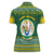 Rwanda Christmas Women Polo Shirt with Green-Yellow Pattern, National Emblem, and Radiant Sun Motif - Wonder Print Shop