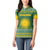 Rwanda Christmas Women Polo Shirt with Green-Yellow Pattern, National Emblem, and Radiant Sun Motif - Wonder Print Shop