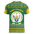 Rwanda Christmas Women V-Neck T-Shirt with Green-Yellow Pattern, National Emblem, and Radiant Sun Motif - Wonder Print Shop