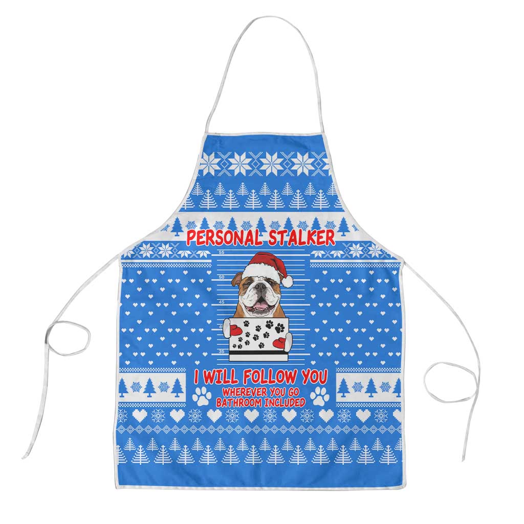 Christmas Stalker Bulldog Apron Xmas Holiday Patterns - Wonder Print Shop