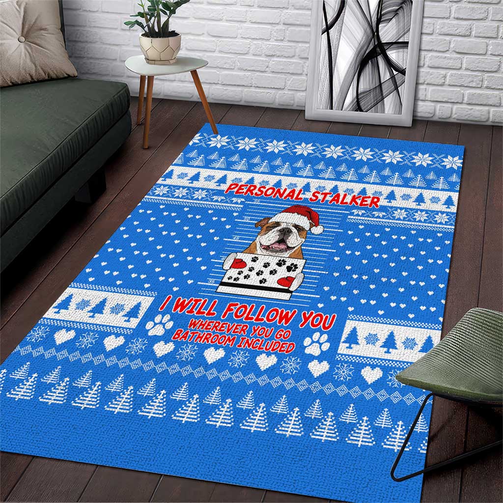 Christmas Stalker Bulldog Area Rug Xmas Holiday Patterns - Wonder Print Shop